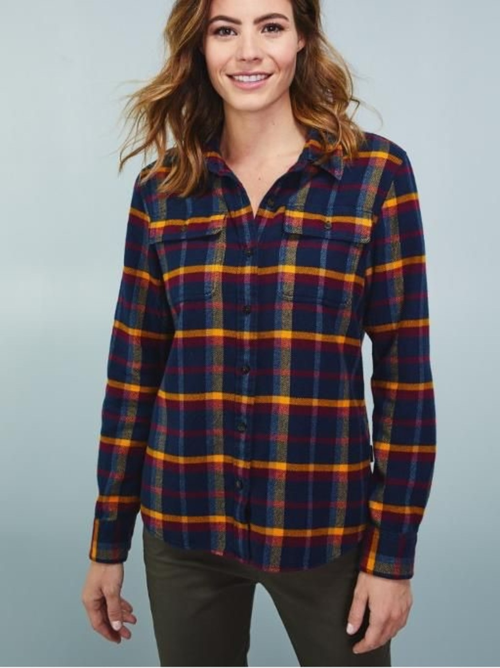 Patagonia women's Fjord Flannel Plaid Button-Down Shirt Size large